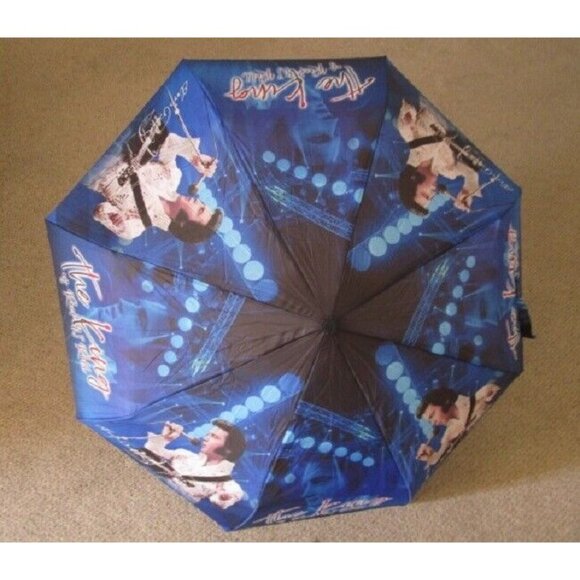 New On Stage Blue 40" Width Elvis Presley Compact Umbrella King of Rock Licensed - Picture 1 of 3